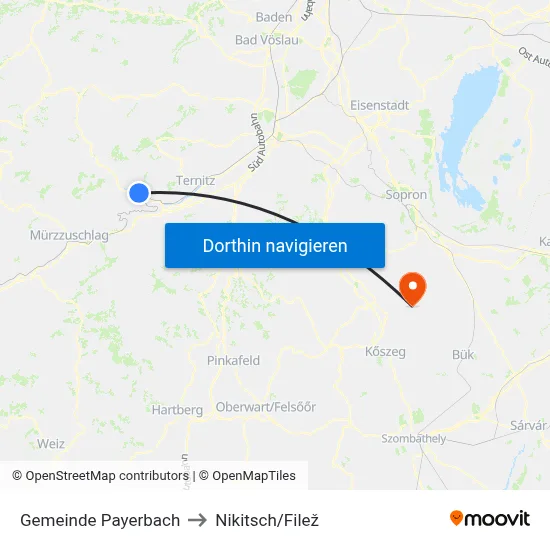 Gemeinde Payerbach to Nikitsch/Filež map