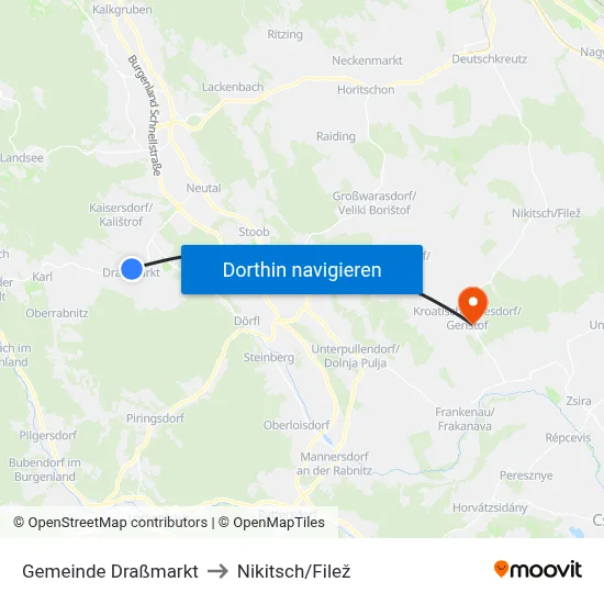 Gemeinde Draßmarkt to Nikitsch/Filež map