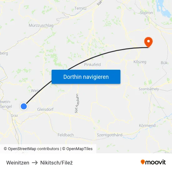 Weinitzen to Nikitsch/Filež map
