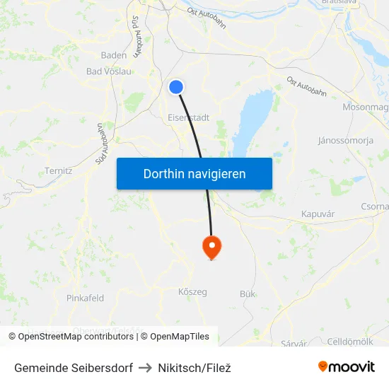Gemeinde Seibersdorf to Nikitsch/Filež map