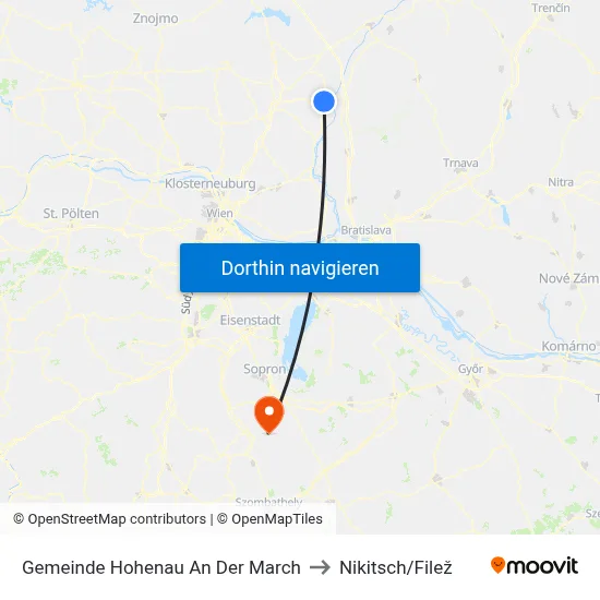 Gemeinde Hohenau An Der March to Nikitsch/Filež map