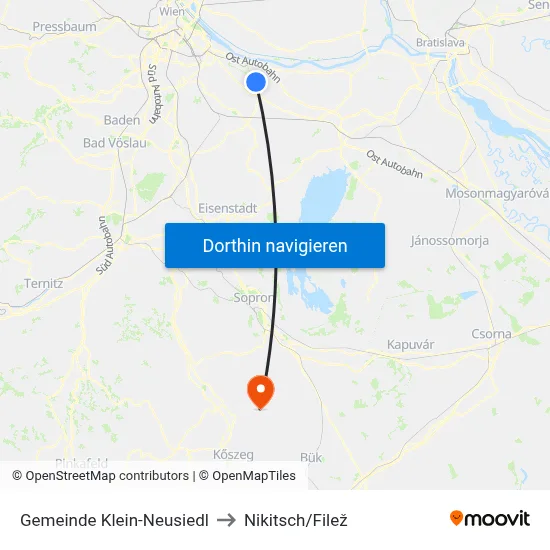 Gemeinde Klein-Neusiedl to Nikitsch/Filež map
