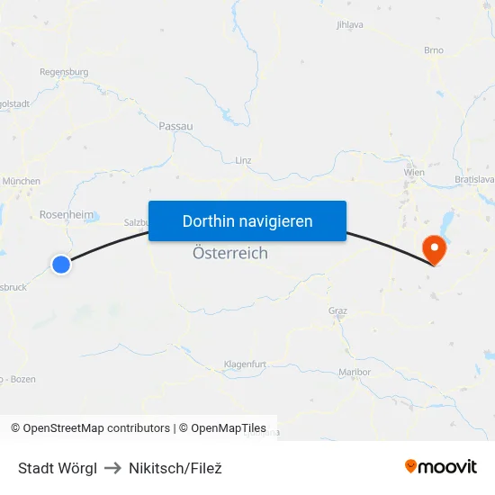 Stadt Wörgl to Nikitsch/Filež map