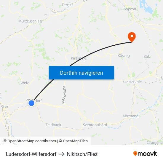 Ludersdorf-Wilfersdorf to Nikitsch/Filež map