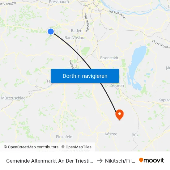 Gemeinde Altenmarkt An Der Triesting to Nikitsch/Filež map
