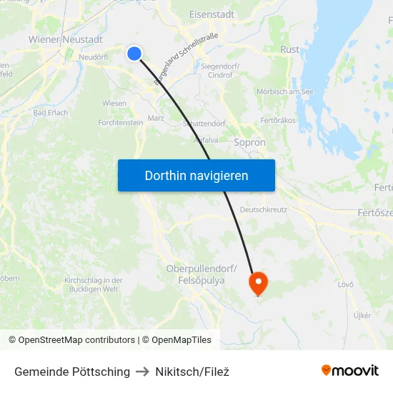 Gemeinde Pöttsching to Nikitsch/Filež map