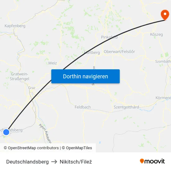 Deutschlandsberg to Nikitsch/Filež map