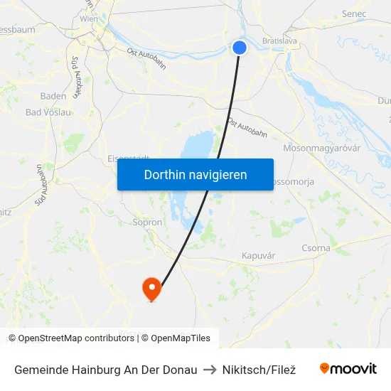 Gemeinde Hainburg An Der Donau to Nikitsch/Filež map
