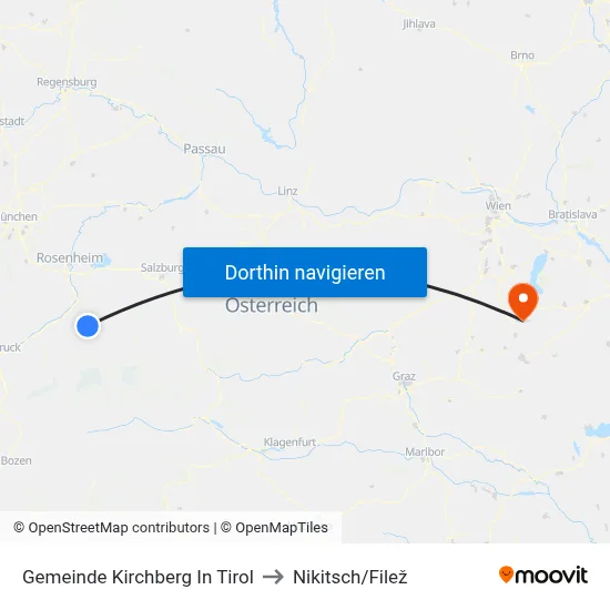 Gemeinde Kirchberg In Tirol to Nikitsch/Filež map