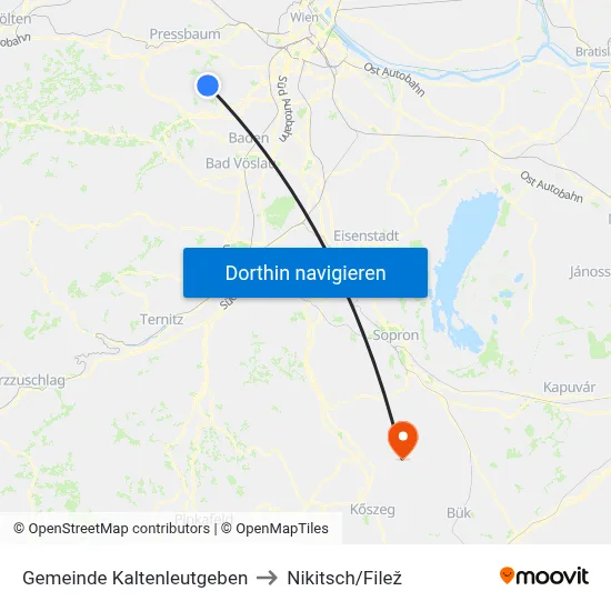 Gemeinde Kaltenleutgeben to Nikitsch/Filež map