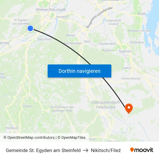 Gemeinde St. Egyden am Steinfeld to Nikitsch/Filež map