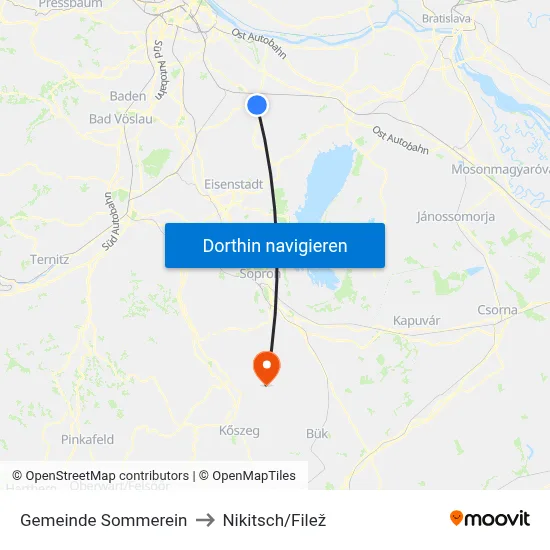 Gemeinde Sommerein to Nikitsch/Filež map
