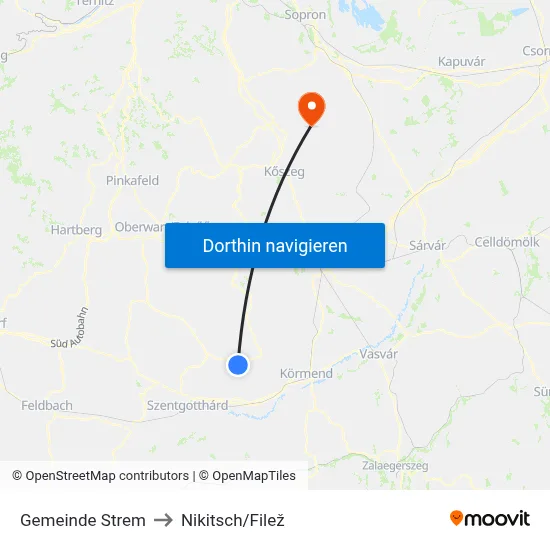Gemeinde Strem to Nikitsch/Filež map