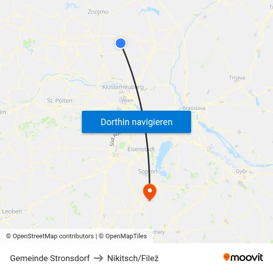 Gemeinde Stronsdorf to Nikitsch/Filež map