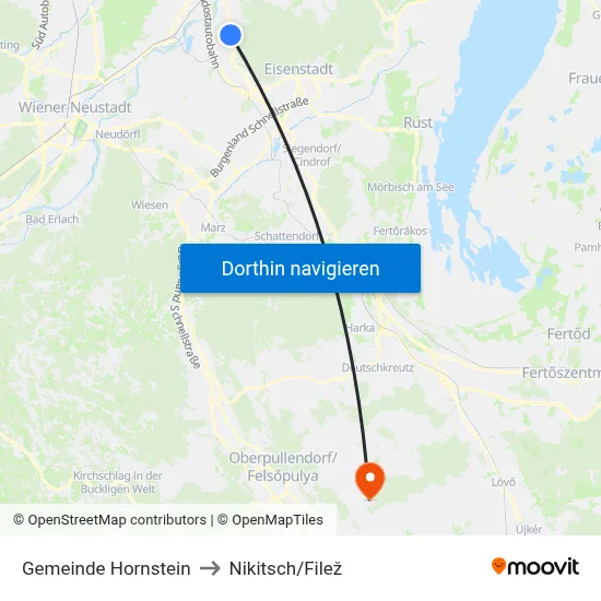 Gemeinde Hornstein to Nikitsch/Filež map