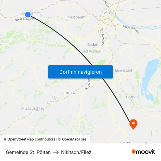 Gemeinde St. Pölten to Nikitsch/Filež map