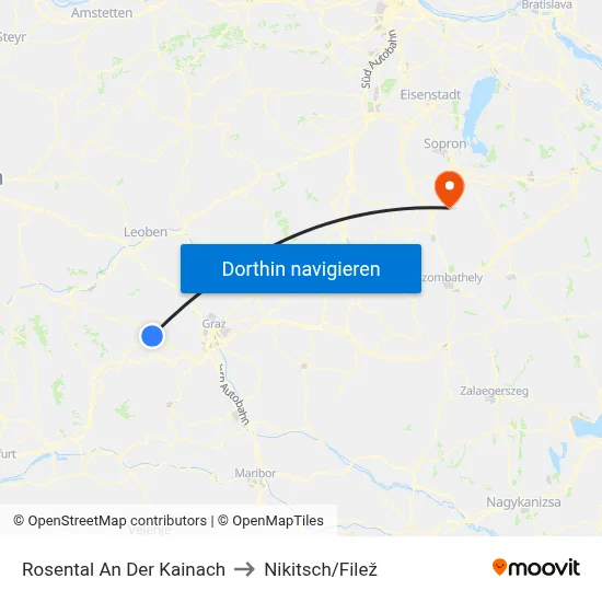 Rosental An Der Kainach to Nikitsch/Filež map