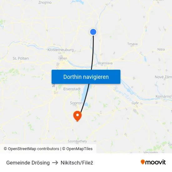 Gemeinde Drösing to Nikitsch/Filež map
