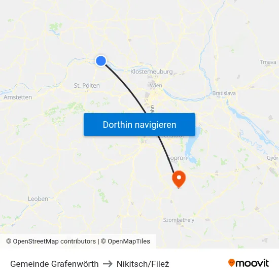 Gemeinde Grafenwörth to Nikitsch/Filež map