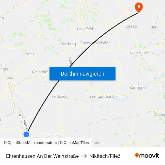 Ehrenhausen An Der Weinstraße to Nikitsch/Filež map