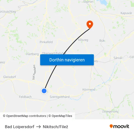Bad Loipersdorf to Nikitsch/Filež map