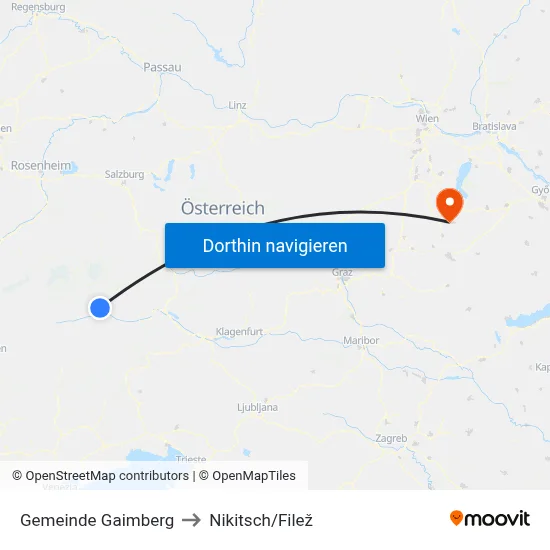 Gemeinde Gaimberg to Nikitsch/Filež map