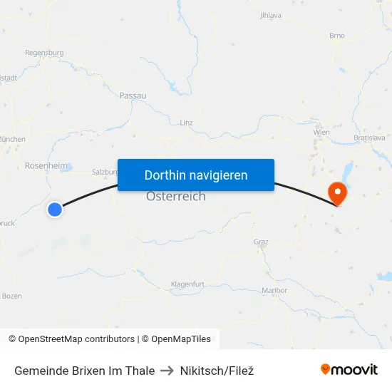 Gemeinde Brixen Im Thale to Nikitsch/Filež map