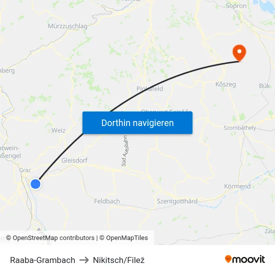 Raaba-Grambach to Nikitsch/Filež map
