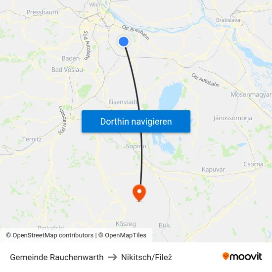 Gemeinde Rauchenwarth to Nikitsch/Filež map