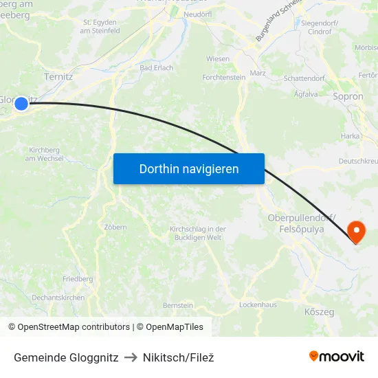 Gemeinde Gloggnitz to Nikitsch/Filež map
