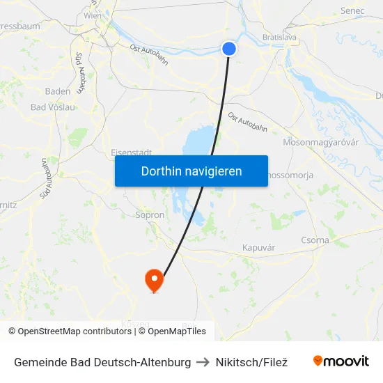 Gemeinde Bad Deutsch-Altenburg to Nikitsch/Filež map