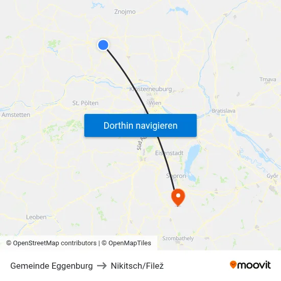 Gemeinde Eggenburg to Nikitsch/Filež map