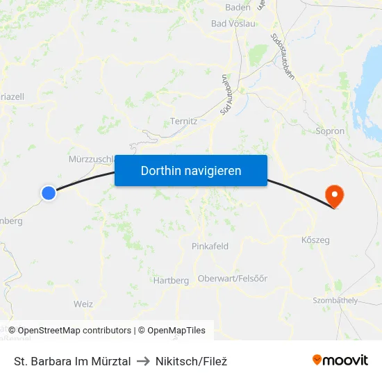 St. Barbara Im Mürztal to Nikitsch/Filež map