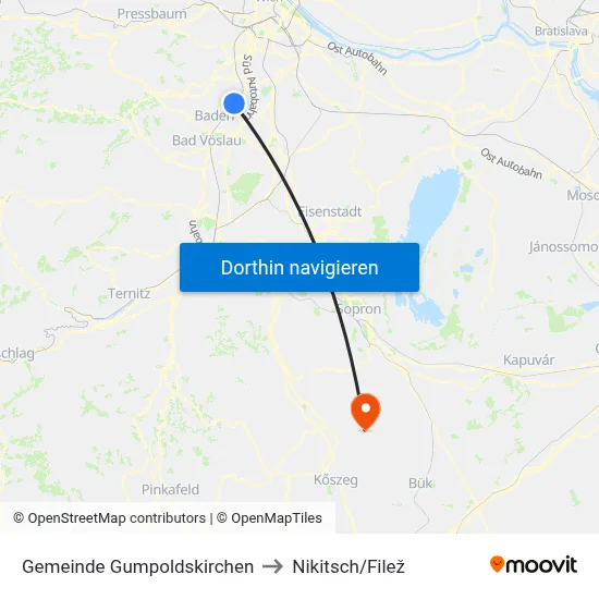 Gemeinde Gumpoldskirchen to Nikitsch/Filež map