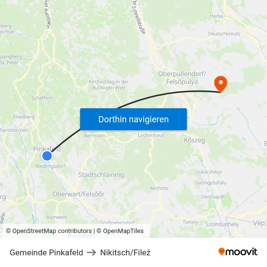 Gemeinde Pinkafeld to Nikitsch/Filež map