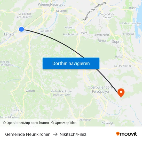 Gemeinde Neunkirchen to Nikitsch/Filež map