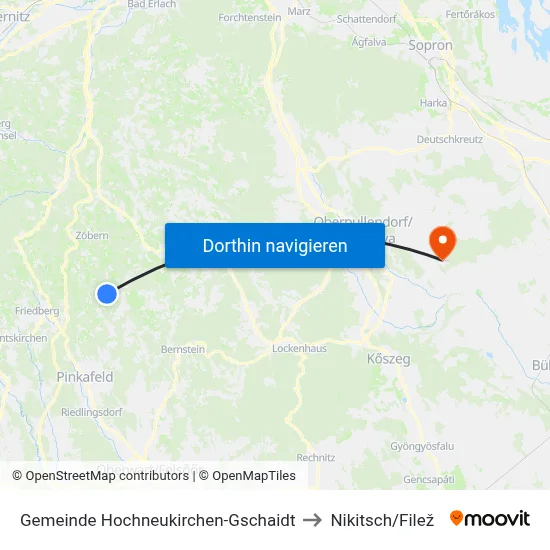 Gemeinde Hochneukirchen-Gschaidt to Nikitsch/Filež map