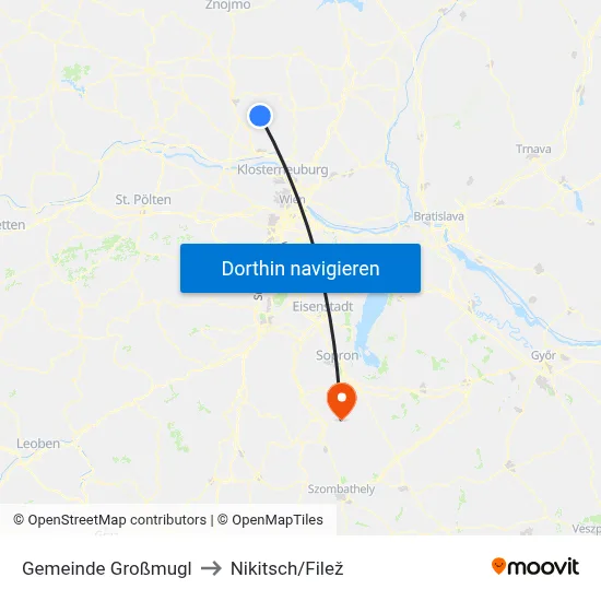 Gemeinde Großmugl to Nikitsch/Filež map