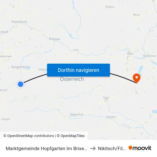 Marktgemeinde Hopfgarten Im Brixental to Nikitsch/Filež map