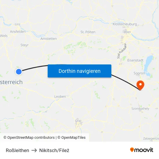 Roßleithen to Nikitsch/Filež map