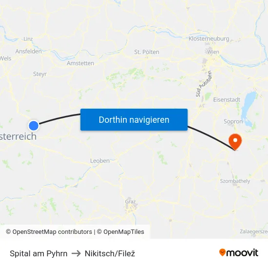 Spital am Pyhrn to Nikitsch/Filež map