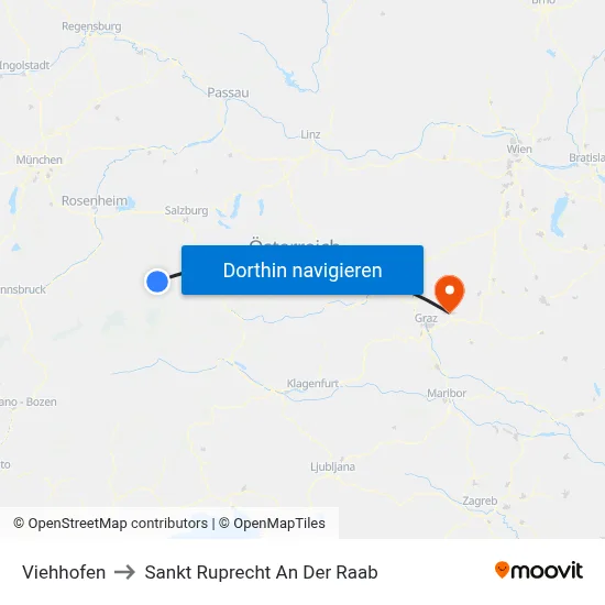 Viehhofen to Sankt Ruprecht An Der Raab map