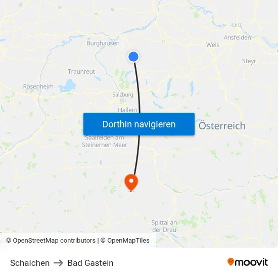 Schalchen to Bad Gastein map