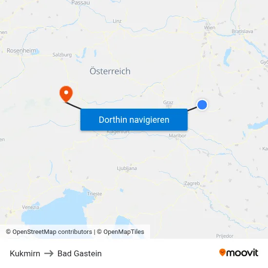 Kukmirn to Bad Gastein map