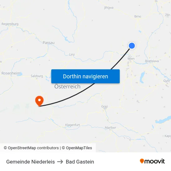 Gemeinde Niederleis to Bad Gastein map