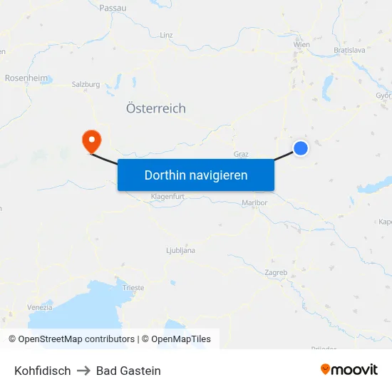Kohfidisch to Bad Gastein map