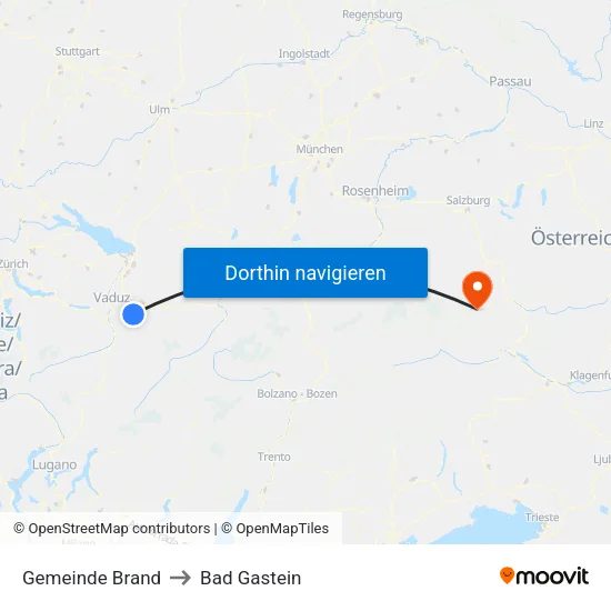 Gemeinde Brand to Bad Gastein map