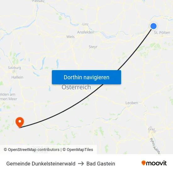 Gemeinde Dunkelsteinerwald to Bad Gastein map