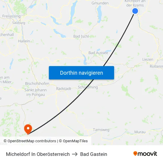 Micheldorf In Oberösterreich to Bad Gastein map