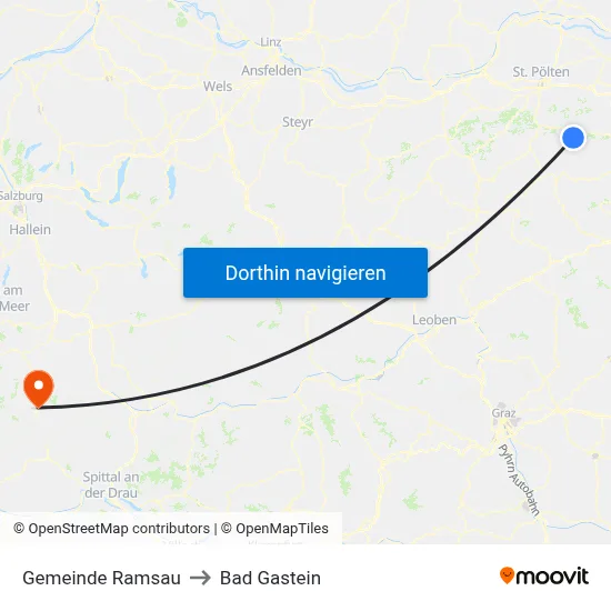 Gemeinde Ramsau to Bad Gastein map